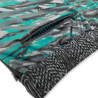Close up of First Earth Shadow velvet harem joggers back zipper pocket