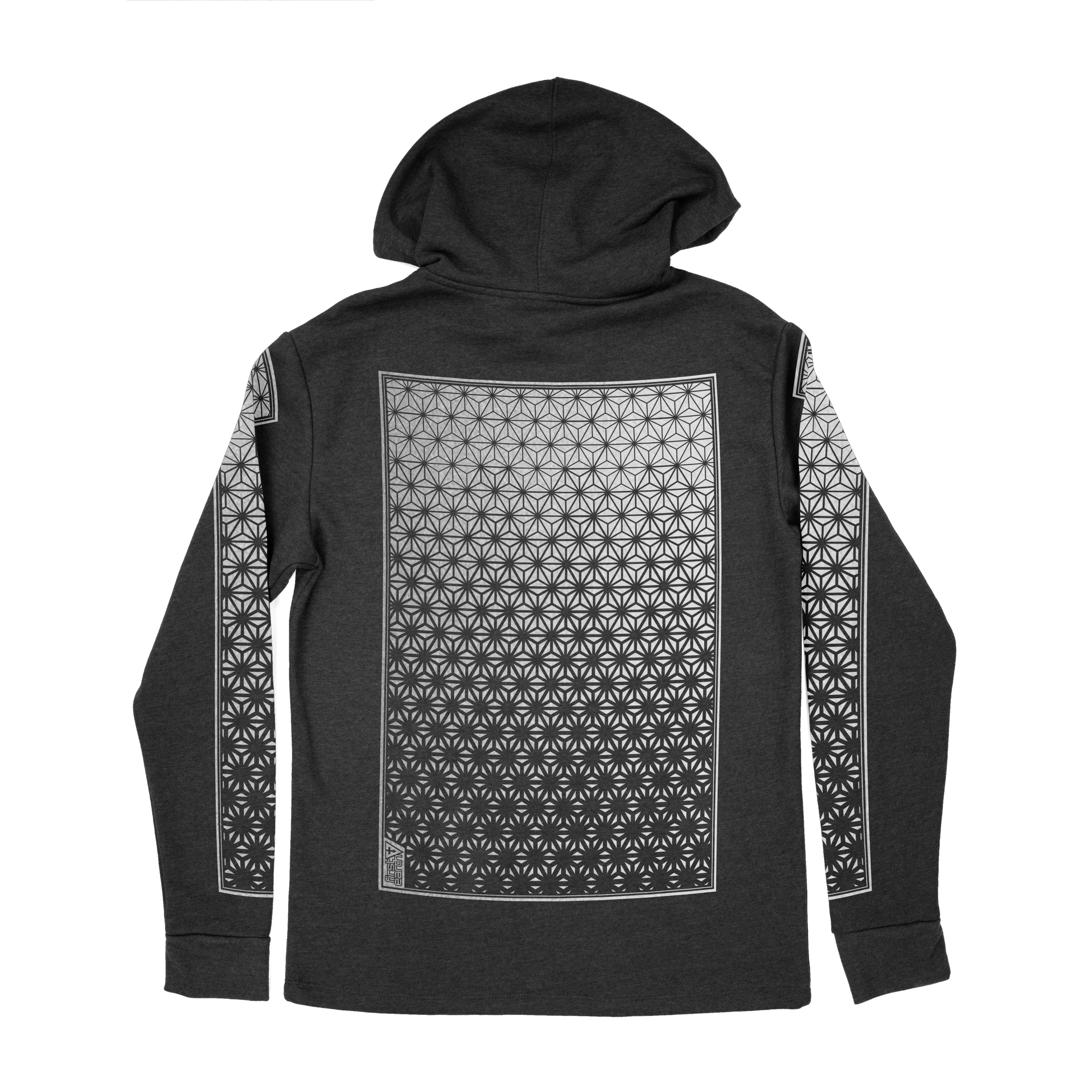 Flower of Life black and silver pullover hoodie by First Earth – cozy festival-ready pullover with sacred geometry design on soft breathable fabric