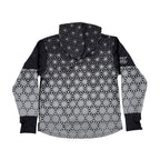 Asanoha Grey UV rave zip up hoodie with sacred Japanese pattern that glows under blacklight