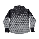 Asanoha Grey UV rave zip up hoodie with sacred Japanese pattern that glows under blacklight