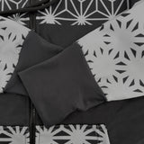 Asanoha Grey UV rave zip up hoodie with sacred Japanese pattern that glows under blacklight