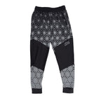 Asanoha Grey UV rave joggers with sacred Japanese geometry that glows under blacklight at festivals
