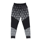 Asanoha Grey UV rave joggers with sacred Japanese geometry that glows under blacklight at festivals