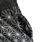 Asanoha Grey UV rave joggers with sacred Japanese geometry that glows under blacklight at festivals