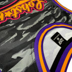 LOBSTARS / SAYONARA basketball jersey by First Earth – lightweight mesh rave jersey with purple and orange camo crustacean design inspired by Tipper shows