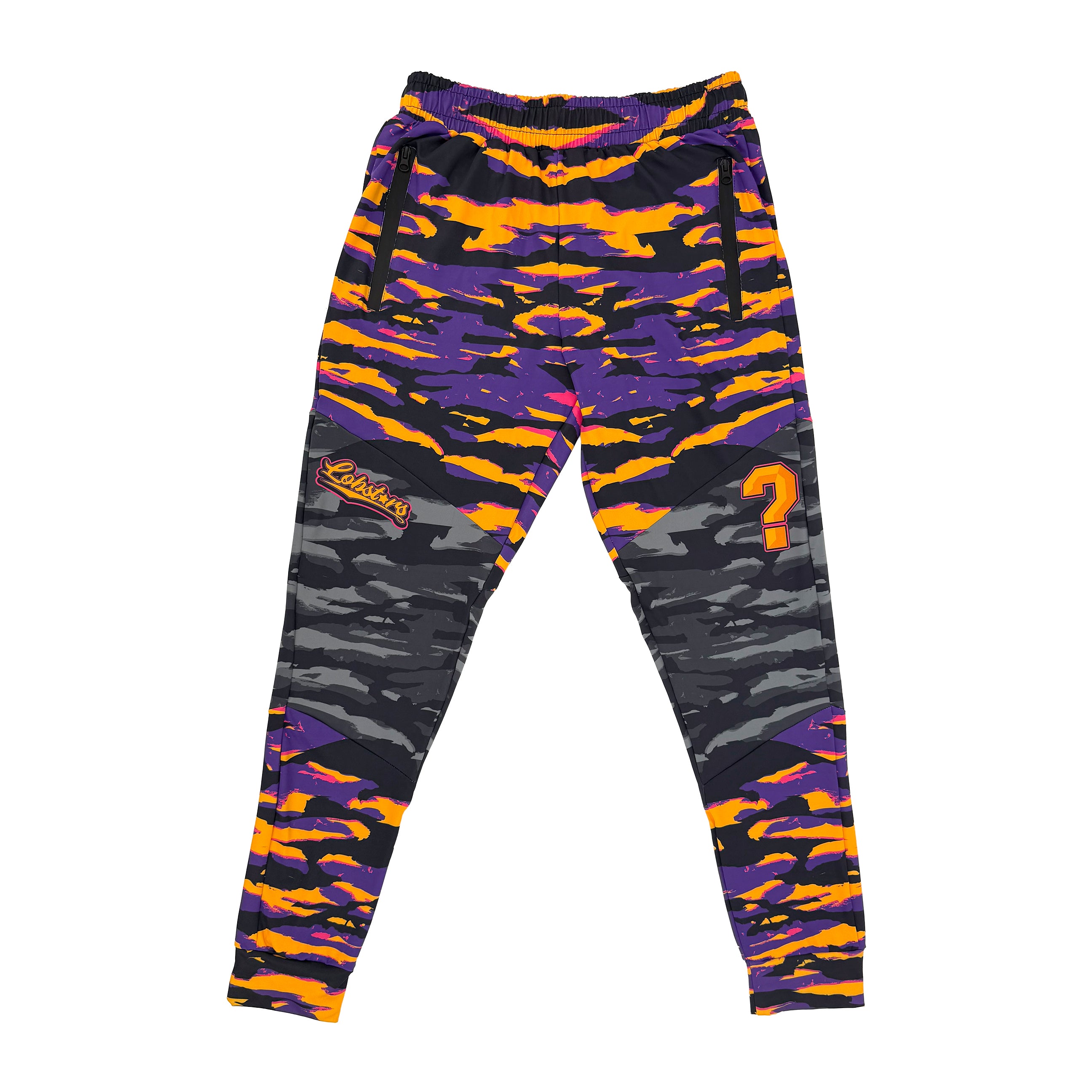 LOBSTARS / SAYONARA joggers by First Earth – comfy rave pants inspired by Tipper shows, with full sublimation crustacean print, breathable fabric, zip pockets, and secure drawstring waist