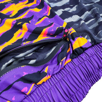 LOBSTARS / SAYONARA shorts by First Earth – rave-ready shorts inspired by Tipper shows, with bold crustacean sublimation print, lightweight breathable fabric, and secure pockets