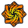 First Earth Liquid Butterfly Juice seamless trim flowstar front with orange yellow spiral artwork