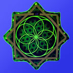 Flower of Life – UV green LED spinning flow star by First Earth, luminous rave prop with sacred geometry 