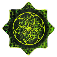 Flower of Life – UV green LED spinning flow star by First Earth, luminous rave prop with sacred geometry 