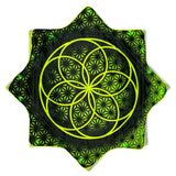 Flower of Life – UV green LED spinning flow star by First Earth, luminous rave prop with sacred geometry 