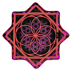 Flower of Life – UV pink LED spinning flow star by First Earth, luminous rave prop with sacred geometry 