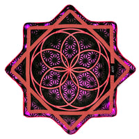 Flower of Life – UV pink LED spinning flow star by First Earth, luminous rave prop with sacred geometry 