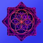 Flower of Life – UV pink LED spinning flow star by First Earth, luminous rave prop with sacred geometry 