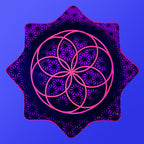 Flower of Life – UV pink LED spinning flow star by First Earth, luminous rave prop with sacred geometry 