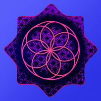 Flower of Life – UV pink LED spinning flow star by First Earth, luminous rave prop with sacred geometry 