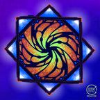 Liquid Butterfly Juice - LED Flow Star, nighttime view showing the bright LED pattern and complete Flow Star design