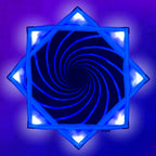 Spiral 2 - LED Flow Star by First Earth, nighttime view showing the bright LED pattern and complete Flow Star design