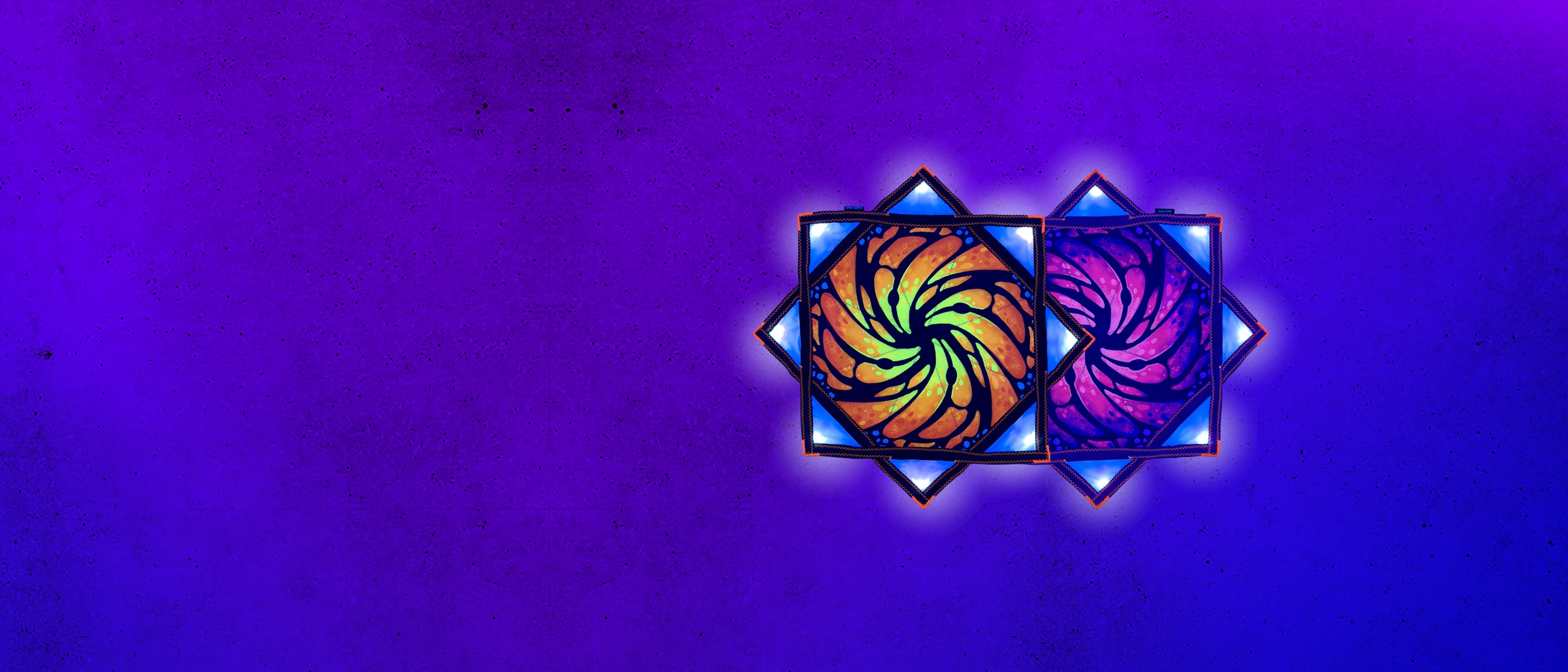 LED Flow Stars glowing under blacklight