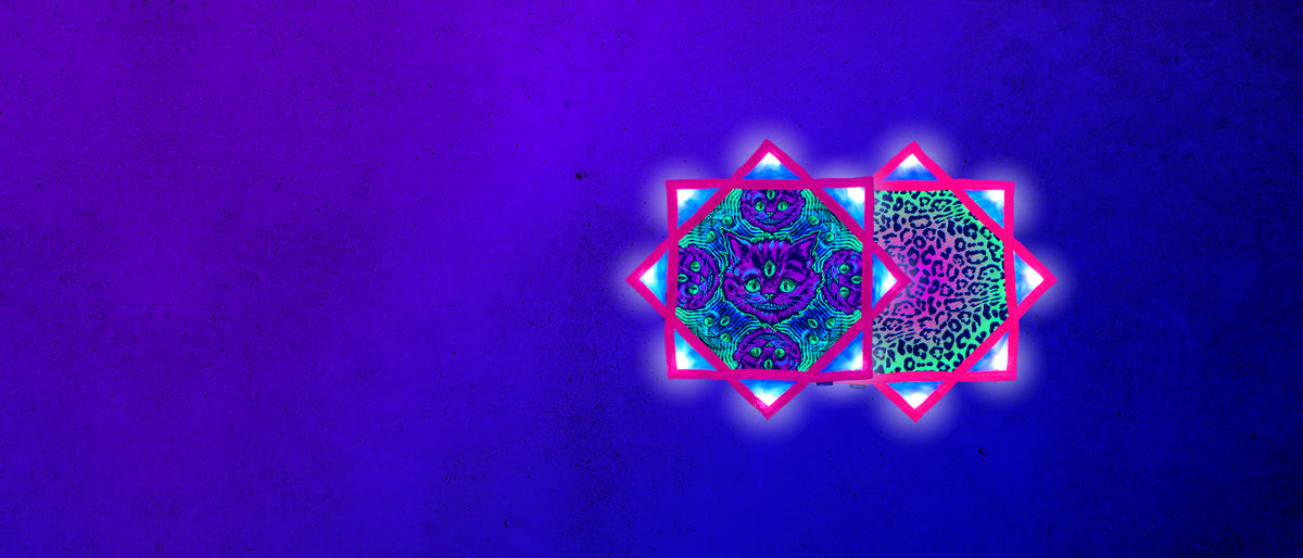 LED Flow Stars glowing under blacklight