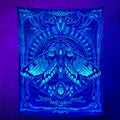 Luna Moth UV Reactive Tapestry by First Earth – luminous moth design for EDM and rave room décor