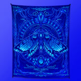 Luna Moth UV Reactive Tapestry by First Earth – luminous moth design for EDM and rave room décor