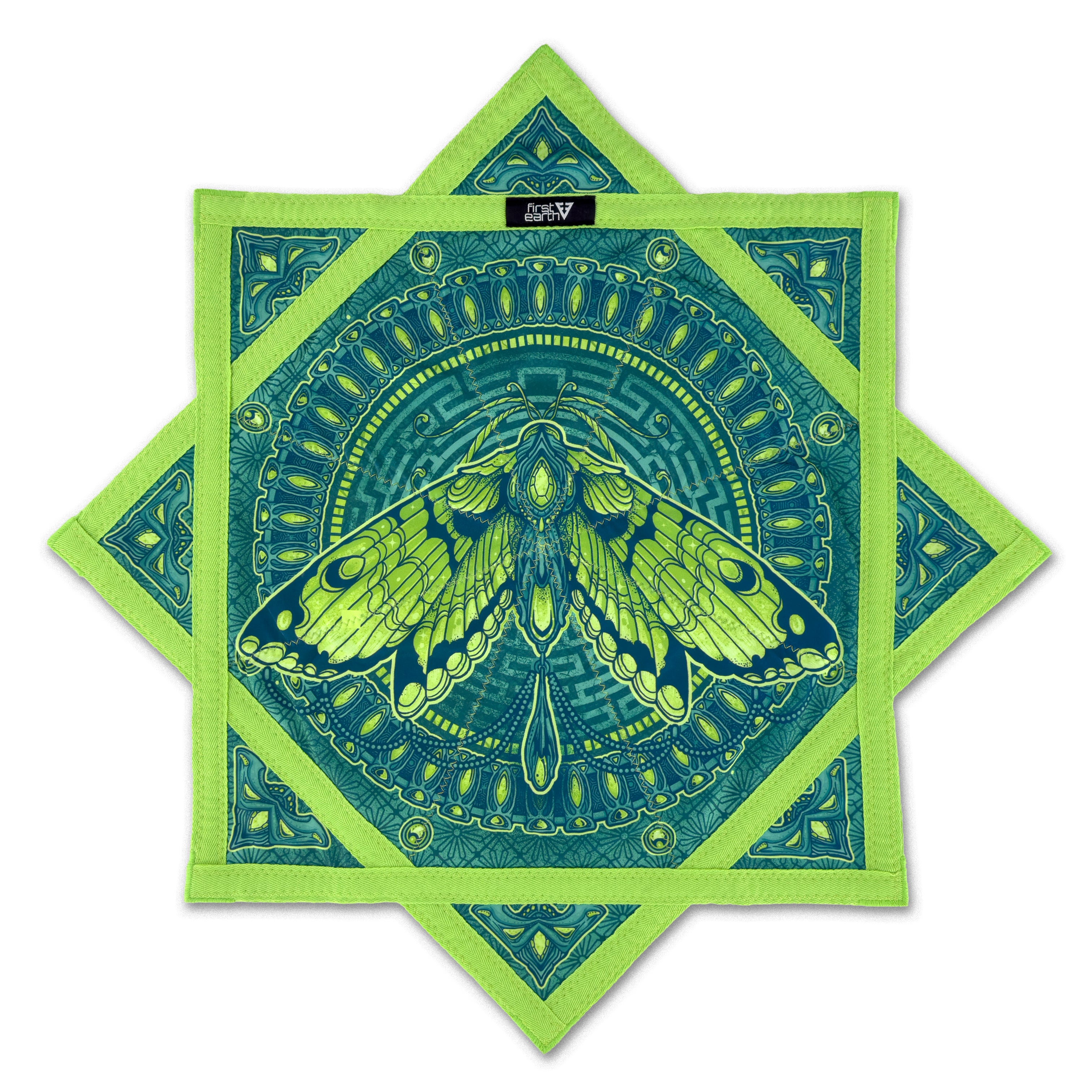Luna Moth – UV spinning flow star by First Earth, vibrant moth-inspired rave prop for festivals and flow arts