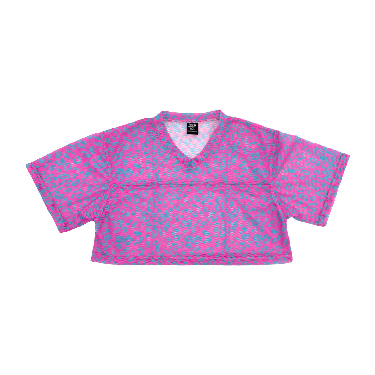 Neon Cheetah mesh crop jersey front product view