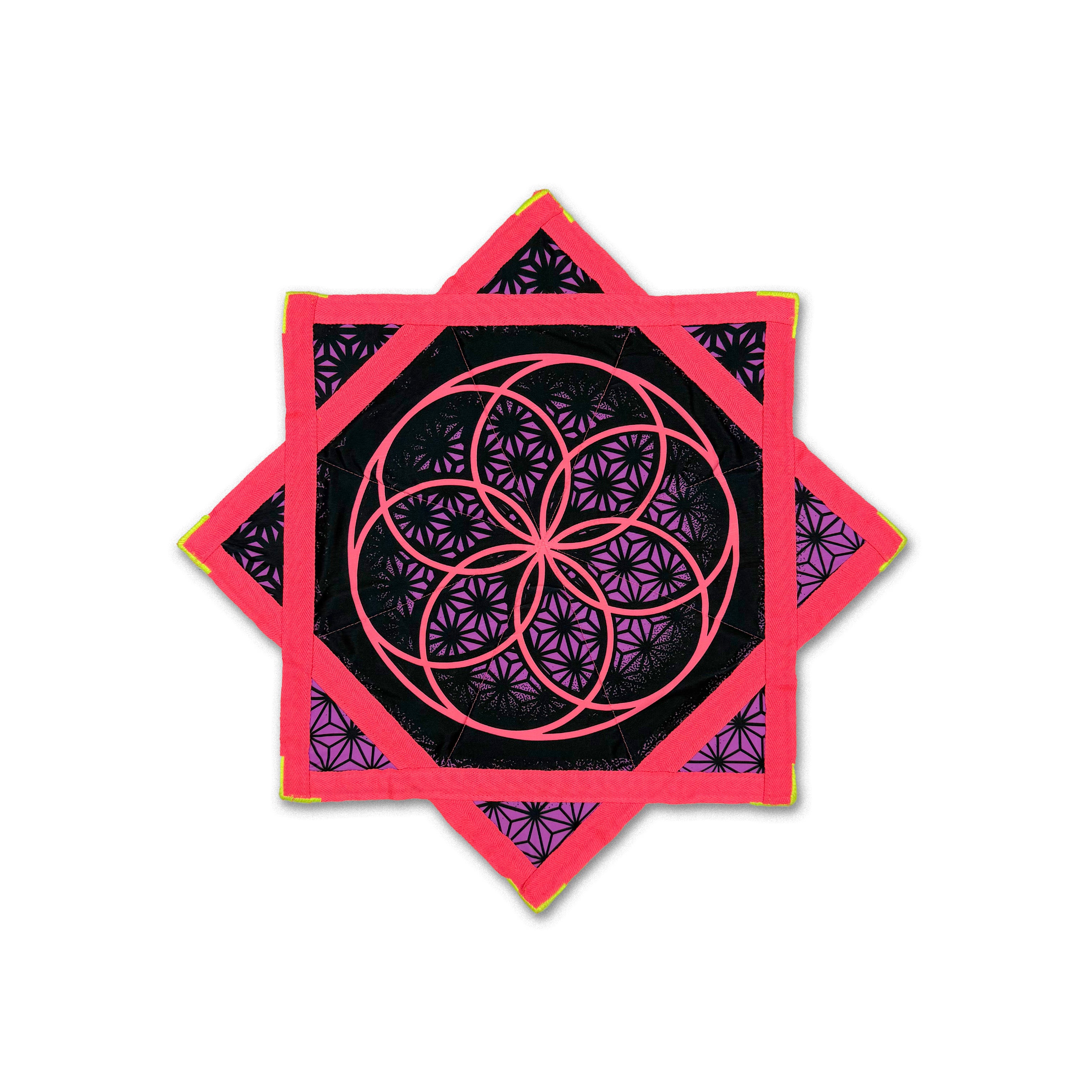 Mini Flower of Life – UV spinning flow star by First Earth, compact rave prop with sacred geometry 