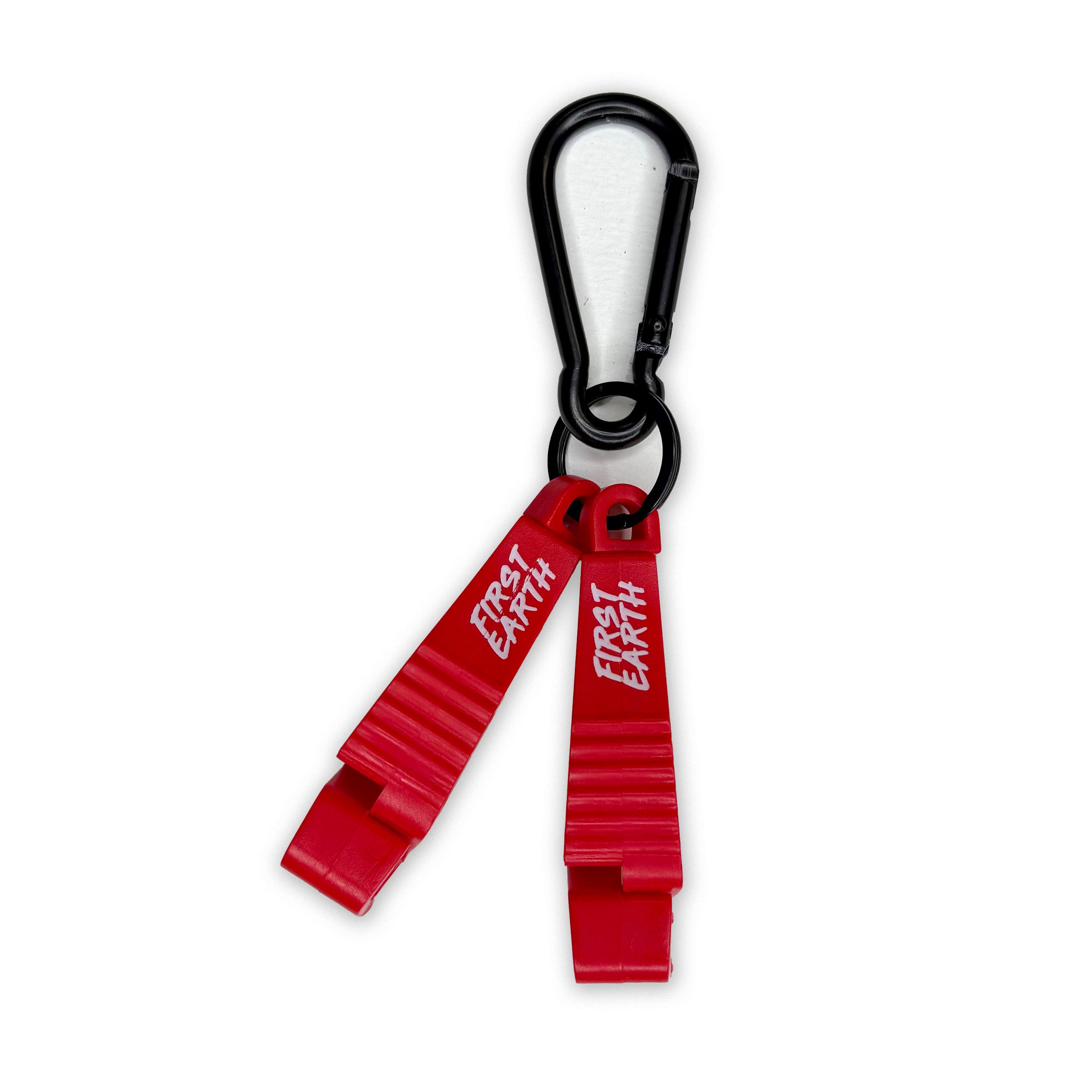 Flow Star carabiner clip – UV red, secure clamp for spinning Flow Star, rave-ready by First Earth