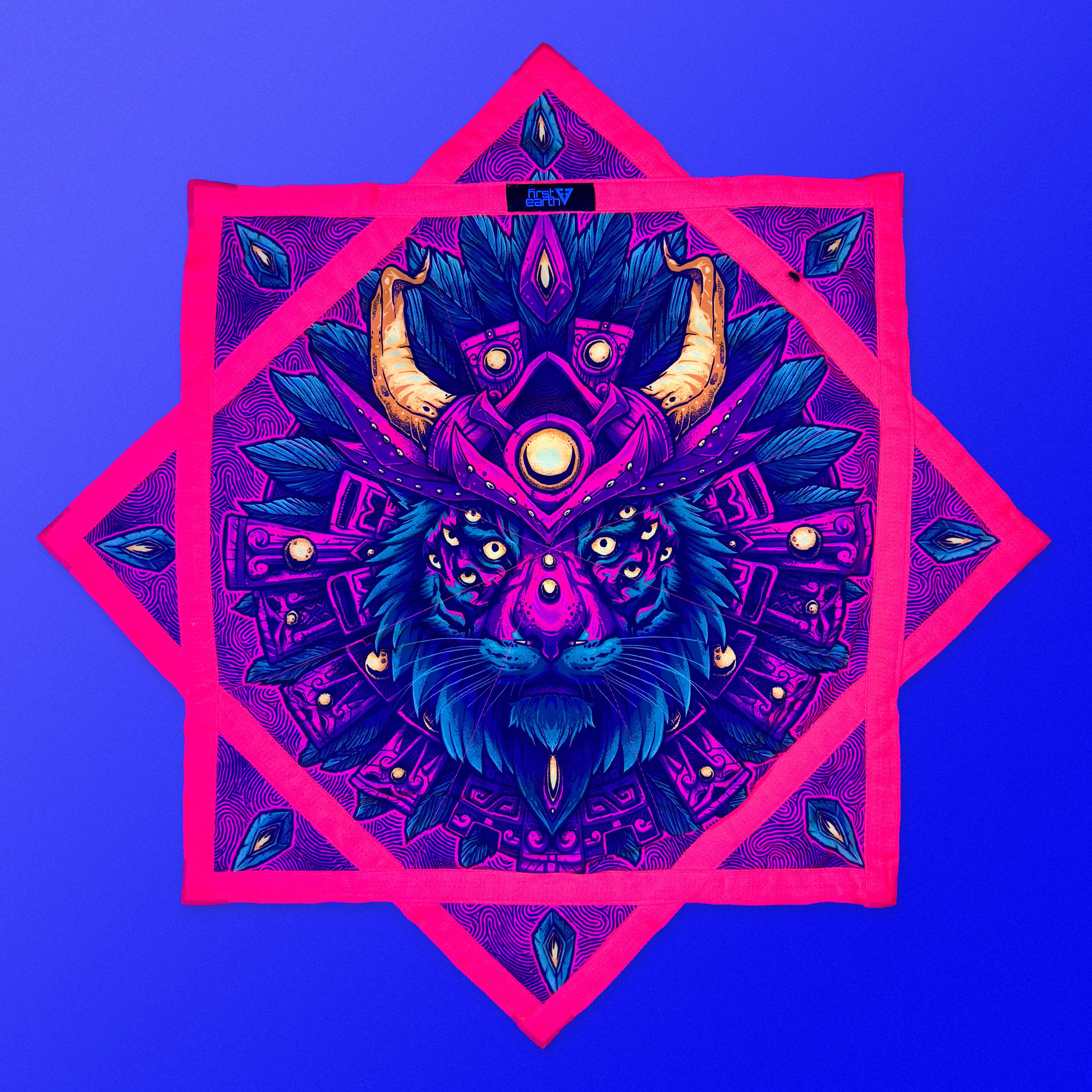 PsyTiger – UV spinning flow star by First Earth, dynamic rave prop with psychedelic tiger art 