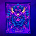 PsyTiger UV Reactive Tapestry by First Earth – neon tiger UV wall art for rave and EDM décor