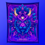 PsyTiger UV Reactive Tapestry by First Earth – neon tiger UV wall art for rave and EDM décor