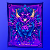 PsyTiger UV Reactive Tapestry by First Earth – neon tiger UV wall art for rave and EDM décor