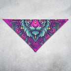 PsyTiger UV glow bandana folded diagonally into a triangle, ready to tie as a face or head wrap