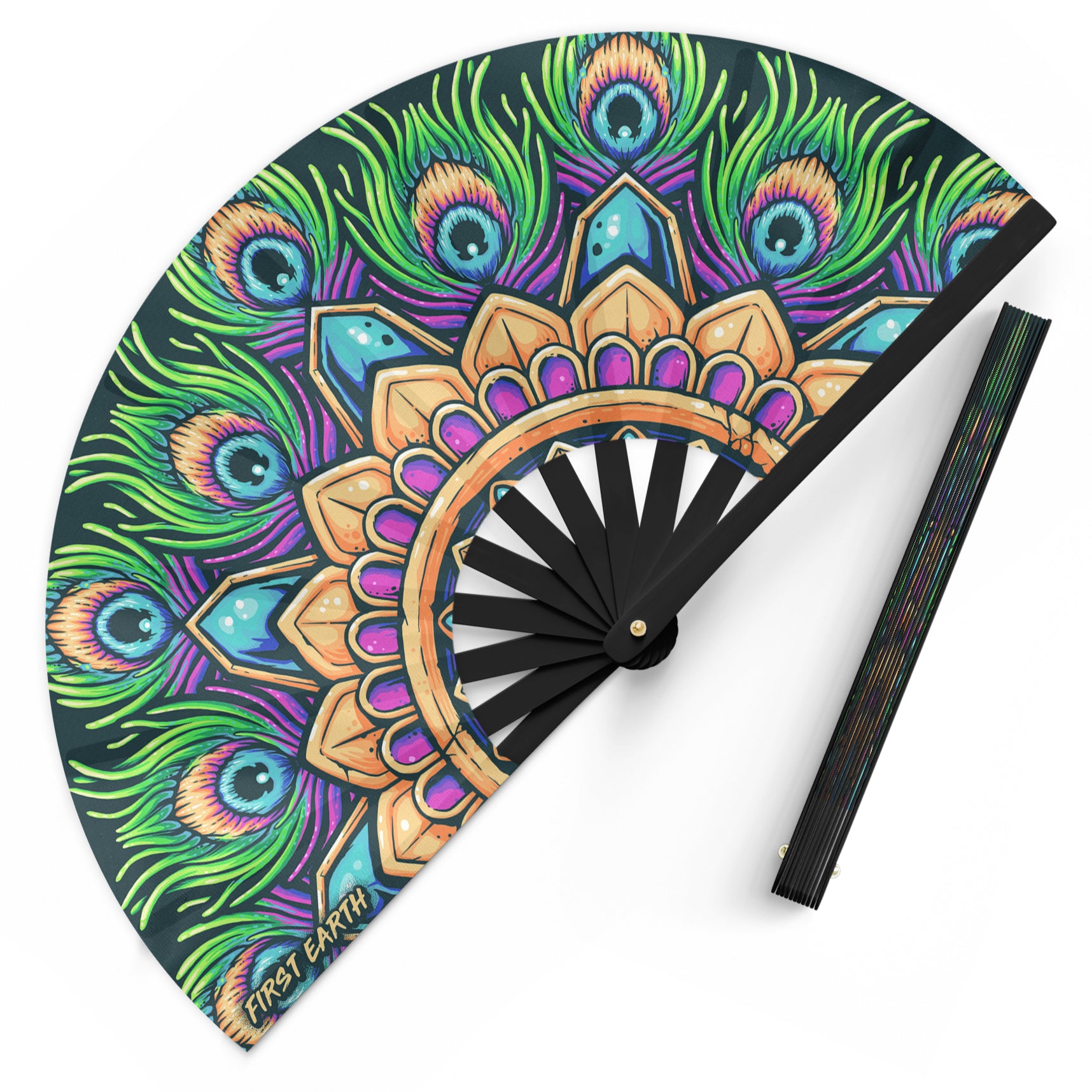 Royal Plume - UV Glow - Hand Fan