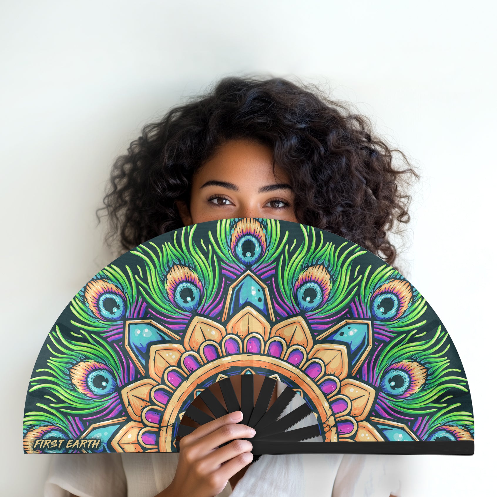 Royal Plume - UV Glow - Hand Fan