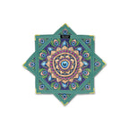 First Earth Royal Plume mini flow star front with peacock feather and gold mandala artwork