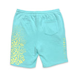 First Earth Flower of Life aqua shorts for rave and festival wear