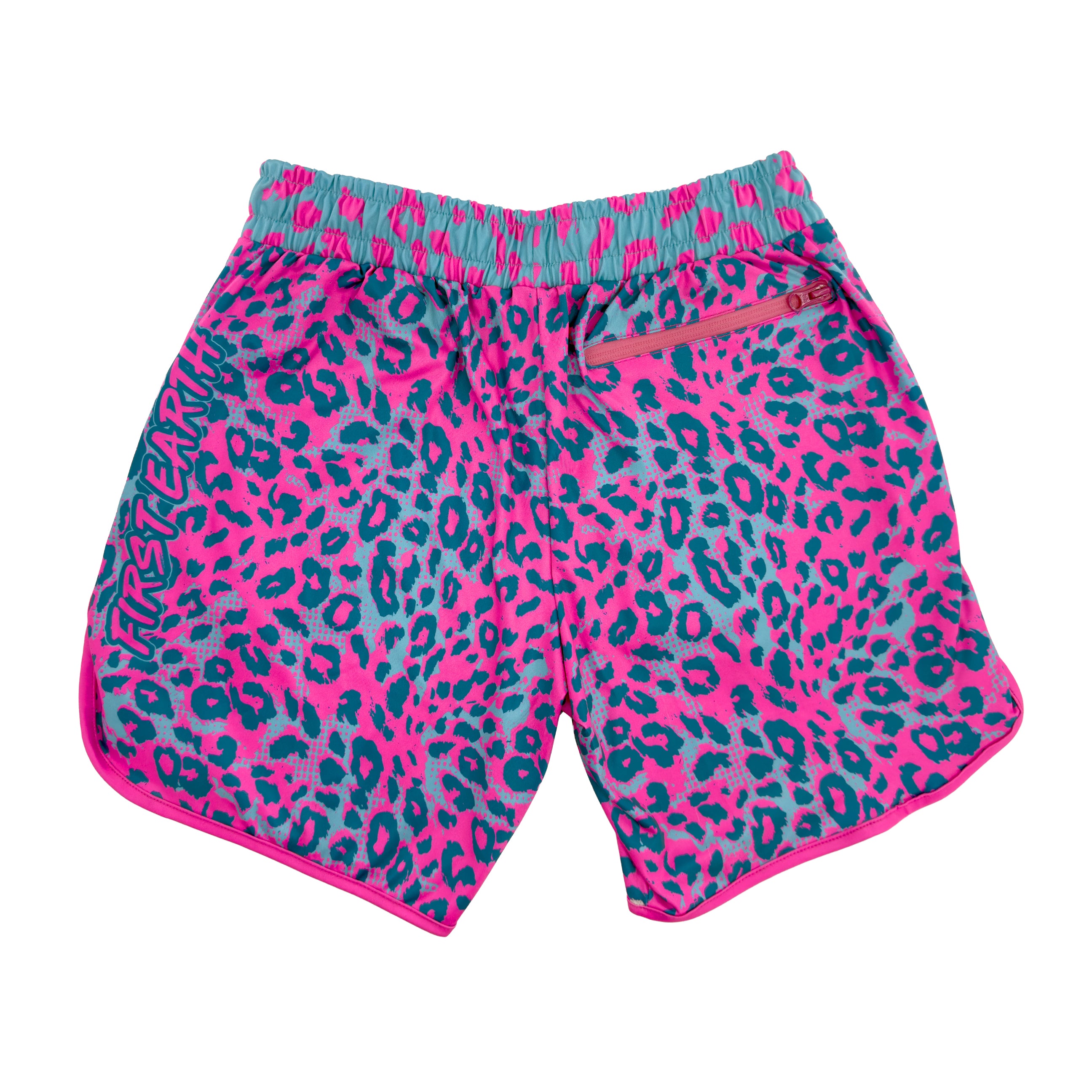 Neon Cheetah UV rave shorts with bold animal print that glows under blacklight for festivals
