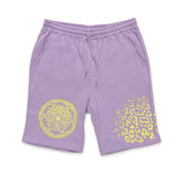 First Earth Flower of Life lavender shorts for rave and festival wear