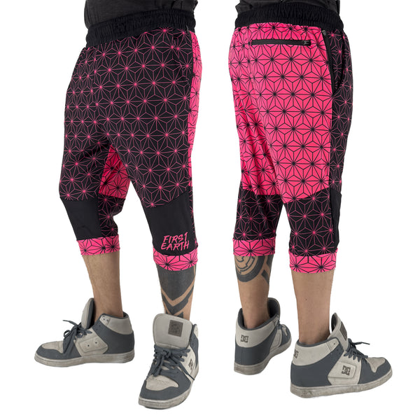 Asanoha Pink - UV - Velvet 3/4 Jogger Shorts – First Earth