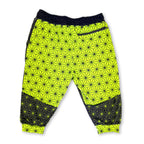 First Earth Asanoha Yellow UV velvet 3/4 jogger shorts back with yellow geometric print and zipper pocket