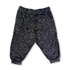 First Earth Midnight Cheetah velvet 3/4 jogger shorts back with dark cheetah print and zipper pocket