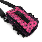 Asanoha pink sling bag by First Earth – lightweight rave bag with glowing sacred geometry print, built for spirited spinning and festivals 