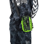 Neon Serpent sling bag by First Earth – lightweight rave bag with glowing serpent artwork, crafted for hands-free festival movement 