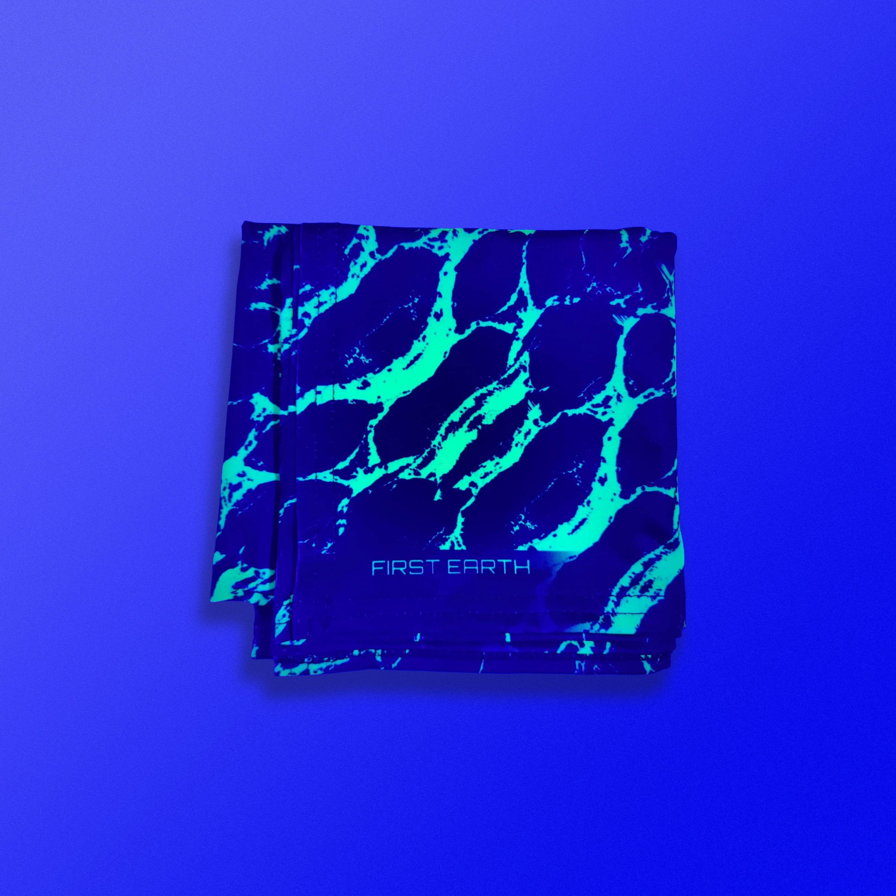 Neon Snake UV glow bandana by First Earth – lightweight rave accessory with glowing serpent design, breathable and UV-reactive for dance floors 