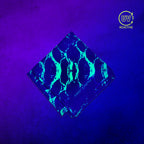 Neon Snake - UV Glow - Bandana glowing under black light, showing the UV-reactive colors and complete printed design