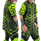 Neon Serpent UV baseball jersey by First Earth – oversized rave jersey with glowing serpent design under blacklight and breathable comfort 