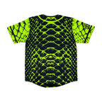 Neon Serpent UV baseball jersey by First Earth – oversized rave jersey with glowing serpent design under blacklight and breathable comfort 